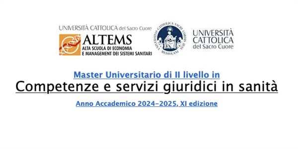 Master Universitario di II livello in Competenze e servizi giuridici in sanità